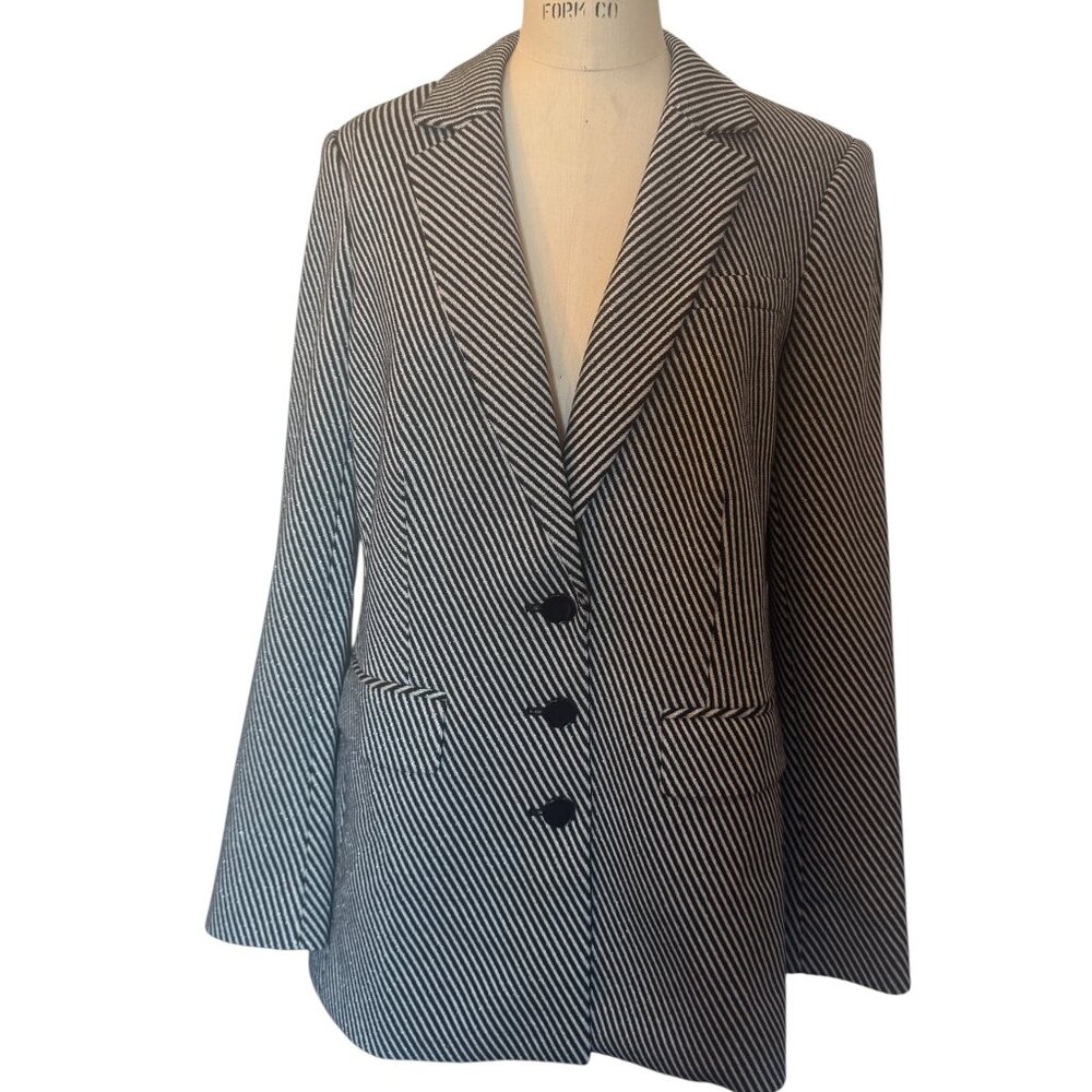 Karl Lagerfeld Paris Size 8 Blazer Black/White stripe w/ Silver sparkle